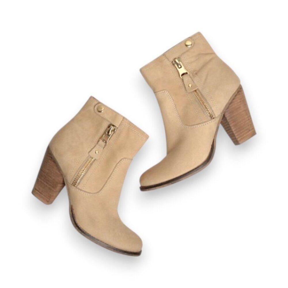 Aldo Olenalla Women Tan Suede Block Heel Booties Size 8.5